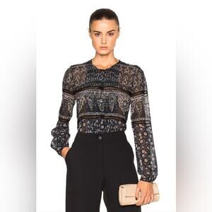 Veronica Beard Silk Daisy Lace Top in Shadow Blue